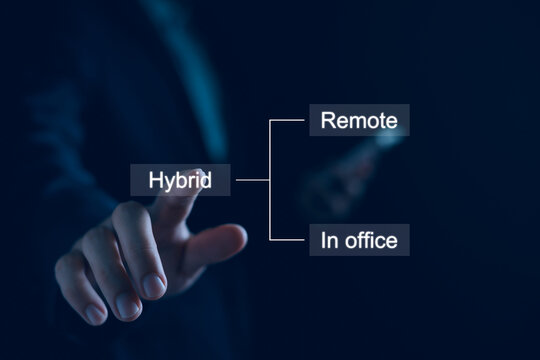 businessman adopting a hybrid work strategy allows employees to balance remote and in-office work, flexibility boosts employee morale and productivity, business toward greater efficiency and growth