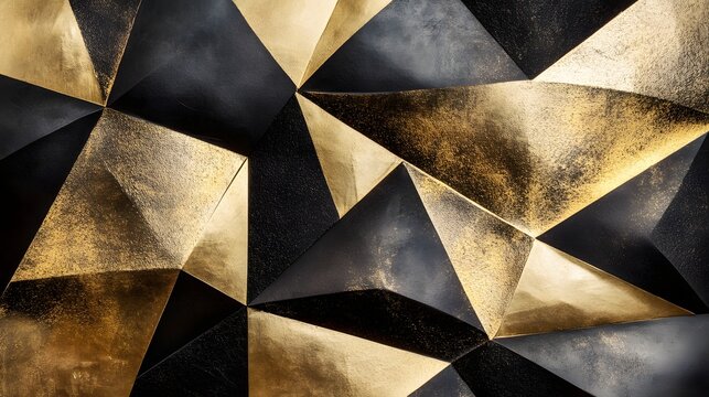 Abstract Gold And Black Geometric Wall Art