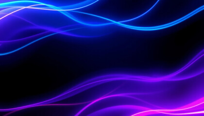 Futuristic neon glowing waves in blue and purple with a dark background, creating a vibrant high-tech abstract visual, perfect for digital art, technology themes, or creative designs.
