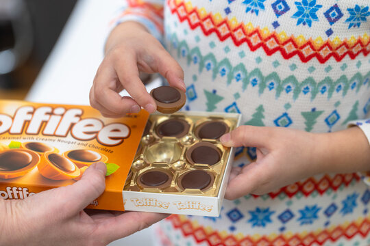 Box of Toffifee caramel candies
