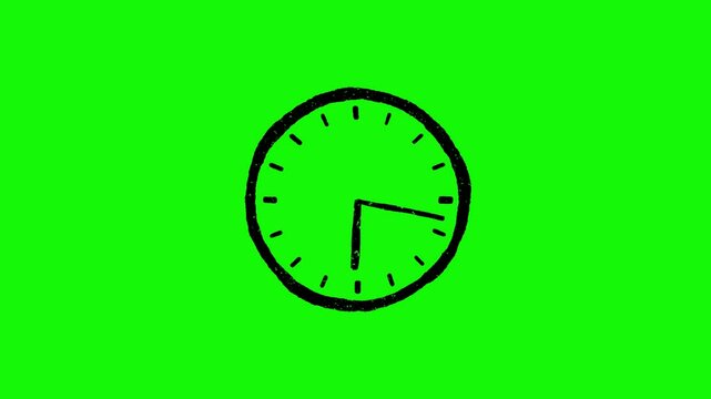 Hand drawn clock animated. Green background