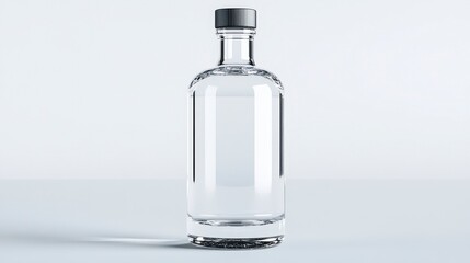 Clear Glass Bottle with Silver Cap Mockup