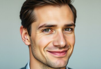 Obraz premium Male portrait with neutral background and subtle smile