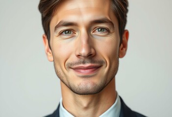 Male portrait with neutral background and soft lighting