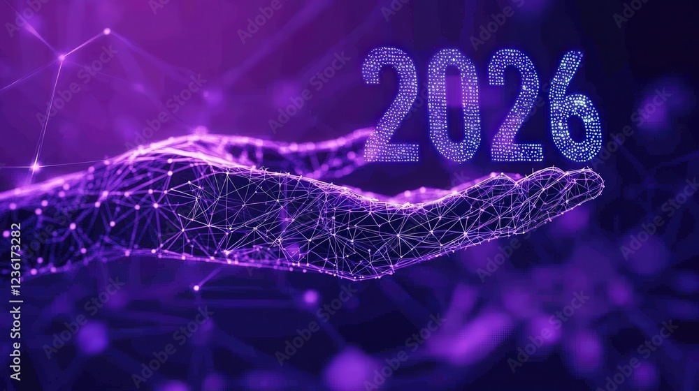 Aufkleber digital hand interacting with holographic numbers in a futuristic environment for cyber technology a