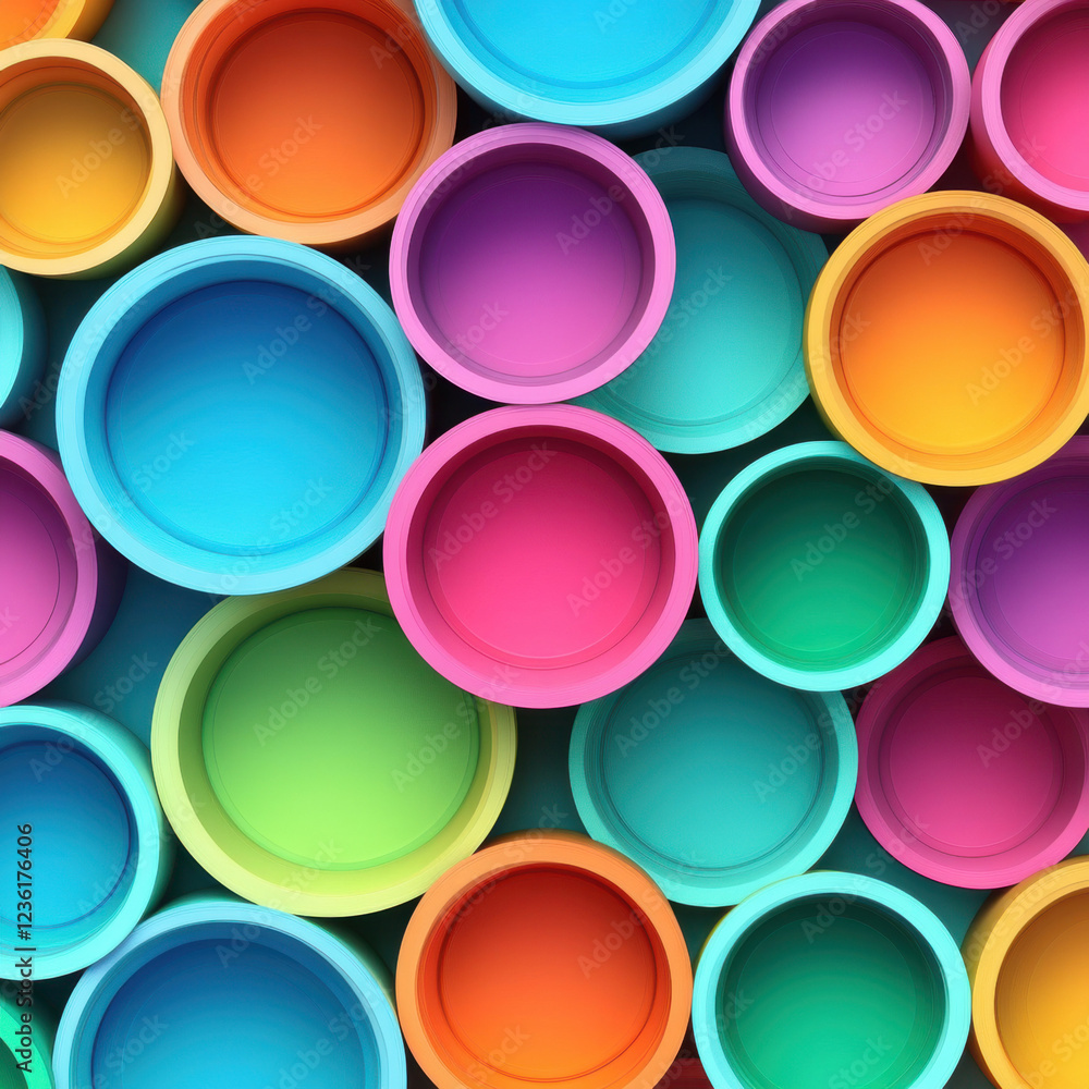 Poster colorful abstract background with circles and shapes in a 3d design featuring vibrant colors like or