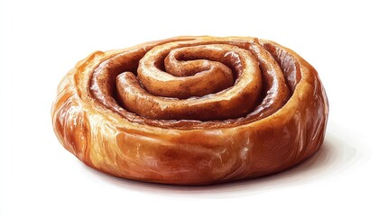 baked cinnamon roll isolated on transparent background Generative Ai., on white background