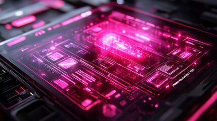Glowing Pink Circuit Board Abstract Technology Background
