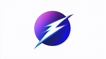 Obraz premium Vibrant Icon Featuring a Bolt of Lightning Against a Circular Background in Shades of Purple and Blue