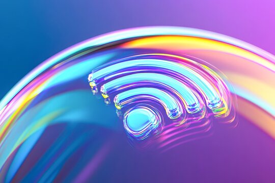 Colorful abstract representation of a wireless signal, ideal for tech-related articles, presentations, or digital marketing to convey connectivity and modern communication solutions,