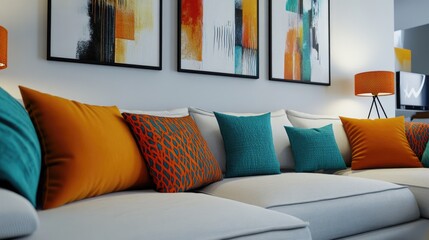 Cozy Living Room with Colorful Pillows