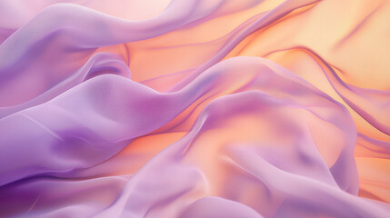 Obraz premium Flowing silk fabric in soft lavender and peach tones with gentle folds