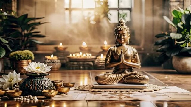 Happy Vesak Day, Buddha Purnima wishes greetings with buddha and lotus illustration. Can be used for poster, banner, logo, background, greetings, print design. abstract illustration design