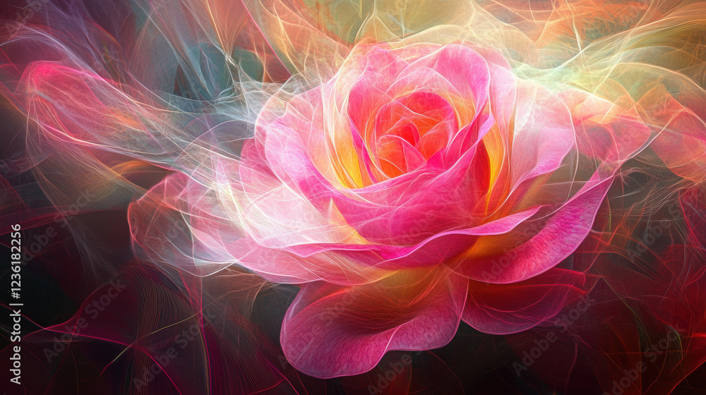 Poster abstract fractal flower background with vibrant patterns