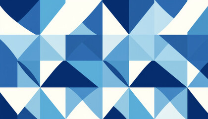 A geometric abstract pattern with triangular shapes in various shades of blue, creating a modern and stylish design, ideal for backgrounds, wallpapers, textiles, and digital artwork.