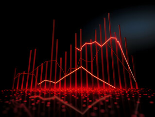 Naklejka premium Red Stock Market Graph Showing Economic Decline Trend