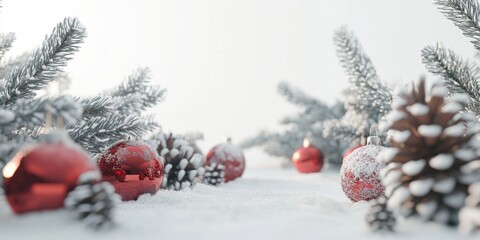 Red Ornaments on Snowy Ground