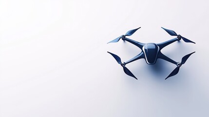 Modern Drone with Four Blades on White Background Ready for Aerial Photography and Exploration