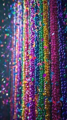 Bohemian carnival vibrant beads and revelers amidst confetti