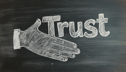 Chalkboard illustration with a handshake symbolizing trust and collaboration