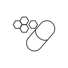 Realistic pill or tablet in capsule form. Caplet-shaped tablet isolated on the white background. Medicine and drugs.