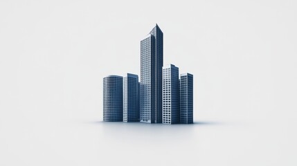 Fototapeta premium Modern skyscrapers in a minimalistic design with smooth white background for architectural concepts and presentations