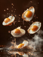 Broken egg with yolk on white background