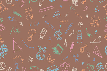 Back to school seamless vector pattern. Good for textile fabric design, wrapping paper and website wallpapers. Vector 