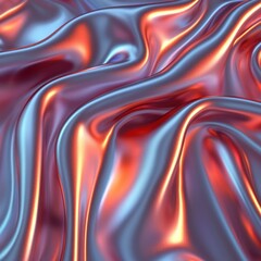 Obraz premium Iridescent metallic silk fabric flowing abstract background design texture