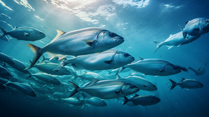 School of herring baltic fish. Marine life. Shad optimized from to be used in background design, decoration