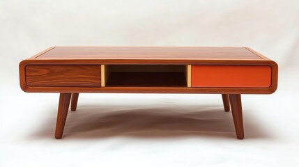 Mid-Century Modern Coffee Table with Colorful Drawers