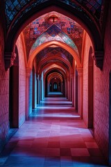 Long hallway with clock