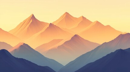 Fototapeta premium Abstract mountain landscape in soft orange and yellow tones