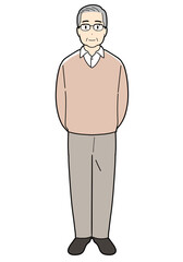 笑顔で立つシニア男性