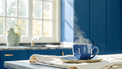 Coffee and cake breakfast on the dining table