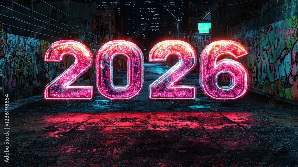 Aufkleber glowing neon 3d graffiti text 