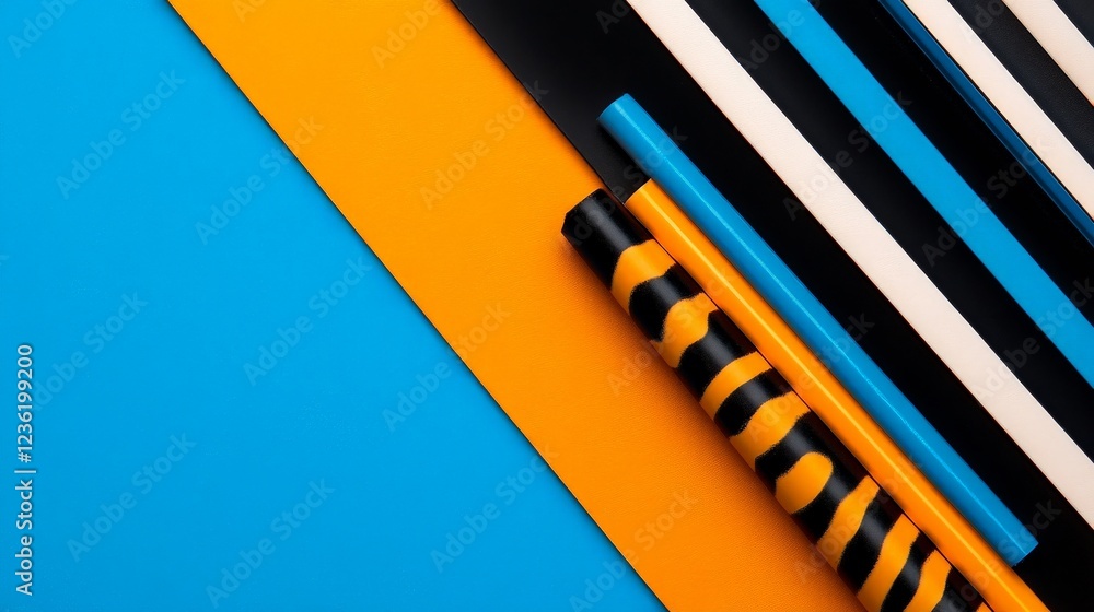 Aufkleber abstract geometric stripes: a bold and vibrant abstract composition featuring colorful stripes arran
