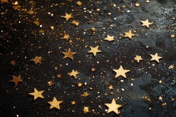 Gold stars on black surface