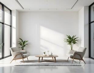 Minimalist Interior with Blank Wall for Customization and Modern Decor
