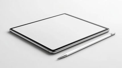 Realistic Silver White Drawing Pad with Transparent Screen. Scalable Tablet. High Detailed Device Mockup PNG. Vector illustration, on white background