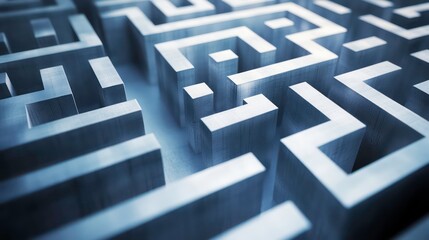 Complex metallic maze pathway, intricate design, challenge concept.