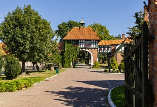Avenue near the imperial court and palace of William II in the village of Kadyny, Żuławy, northern Poland