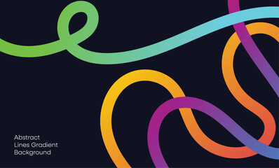 Abstract Lines with Gradients on a Black Background. Vector rainbow editable design