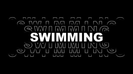 Swimming sports name text animation 4K video.
