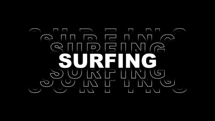 Surfing sports name text animation 4K video.