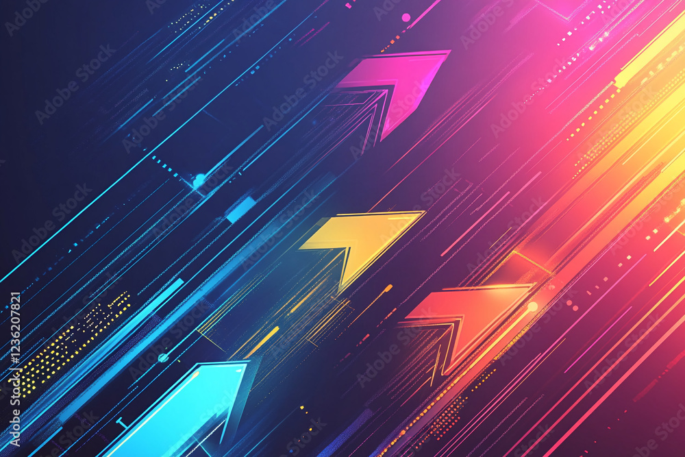 Aufkleber colorful arrows in a vibrant digital environment, symbolizing growth, progress, and forward movement