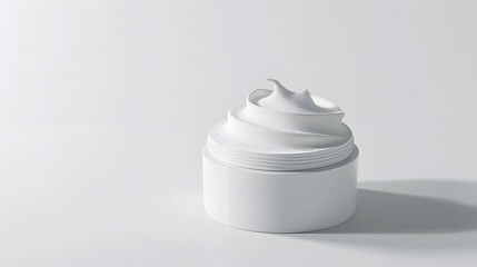 Luxury white cream container with smooth texture displayed on a minimalist background in a well-lit setting