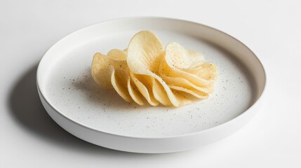 Elegant Arrangement of Crispy Potato Chips on Plate