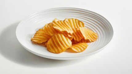 Classic Wavy Potato Chips on White Plate