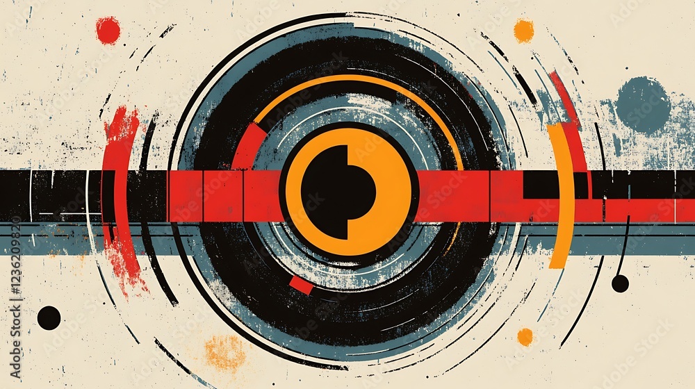 Poster abstract circular design with bold colors and texture